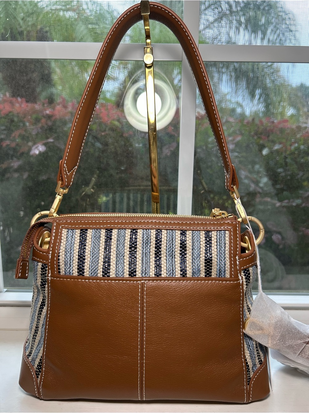 NWT🌷Hammitt Bryant Medium Jute Studded Shoulder Bag in Cabana Blue/Brushed Gold - Picture 7 of 12